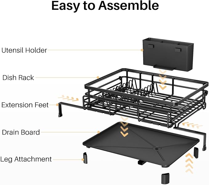 Expandable Dish Drying Rack for Kitchen Counter, Stainless Steel, Large Capacity - Image 8
