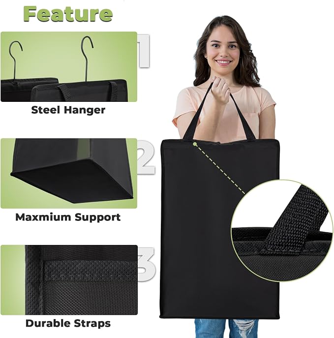 FENTEC 1 Pack Black Hanging Laundry Hamper，Laundry Hamper Bag - Image 3