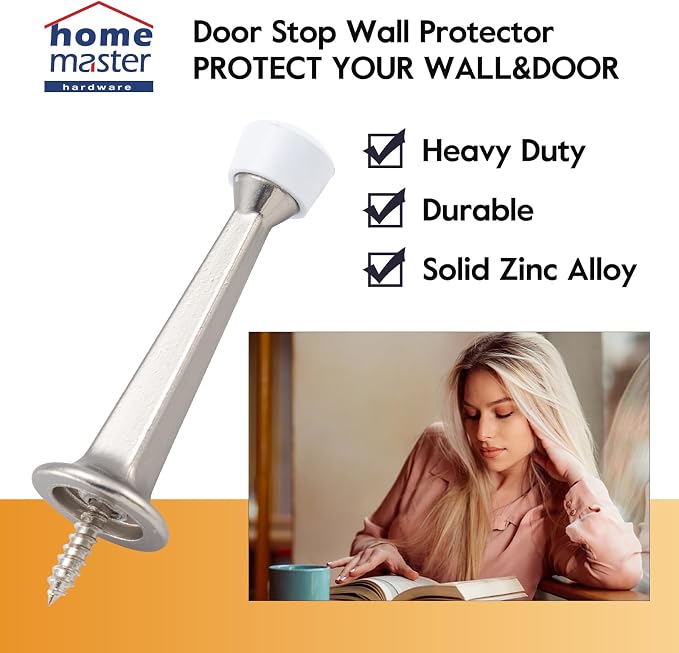 HOME MASTER HARDWARE 3" Heavy Duty Solid Door Stop, 12 Pack, Satin Nickel | - Image 4