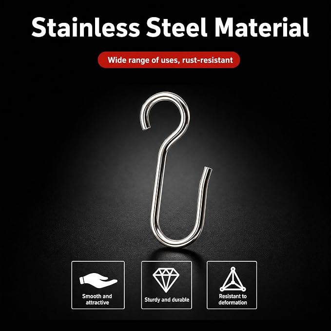 60Pcs Metal Curtain Track Hooks S Shaped Small Drape Curtain Wire Hooks - Image 5