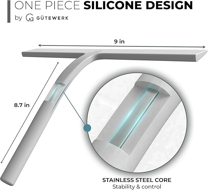 Silicone Shower Squeegee with 3-in-1 No-Drill Mount, Streak-Free & No-Squeak - Image 4