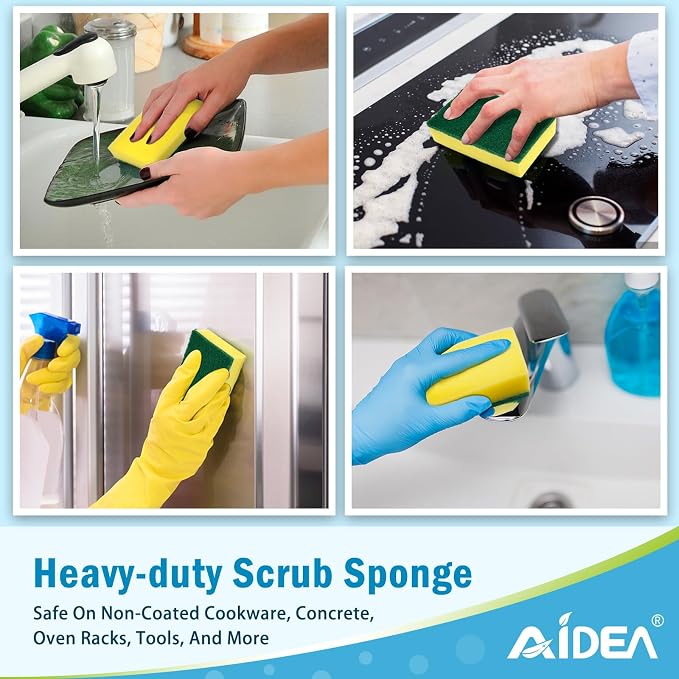 AIDEA Sponges Kitchen, 24-PK Heavy Duty Dish Sponges Kitchen, Scrub Sponges | - Image 4