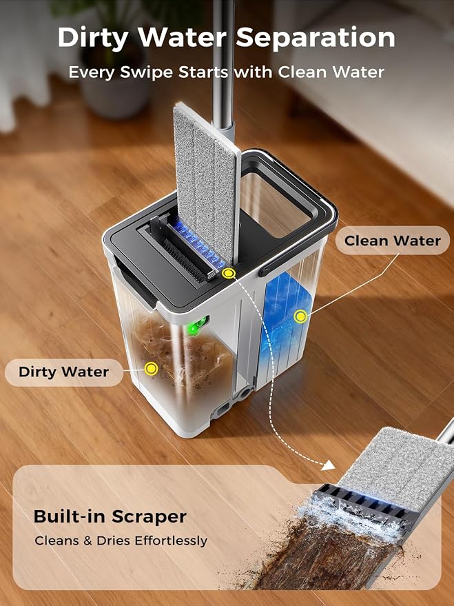 Mop and Bucket Set | Auto-Spray Cleaning | Dirty Water Separation - Image 2