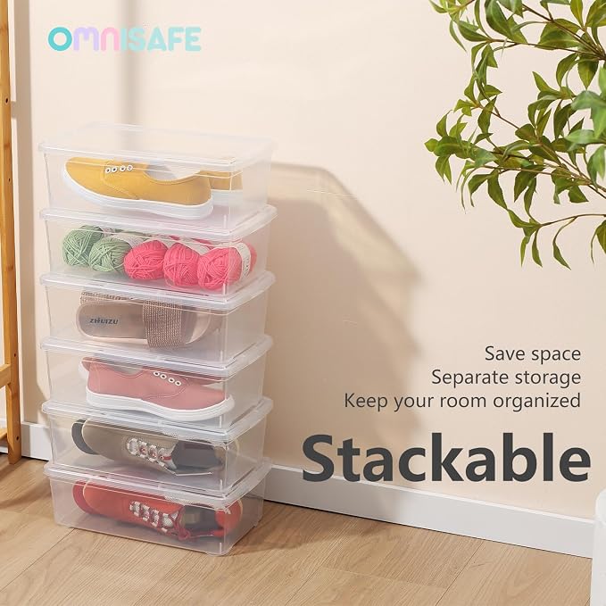 Stackable Plastic Storage Shoebox, BPA-Free Nestable Container - Image 3