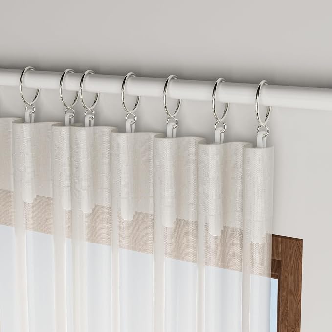 1.25 Inch Curtain Rings with Hooks, 24 Pack Silver Metal Drapery Rings with - Image 5