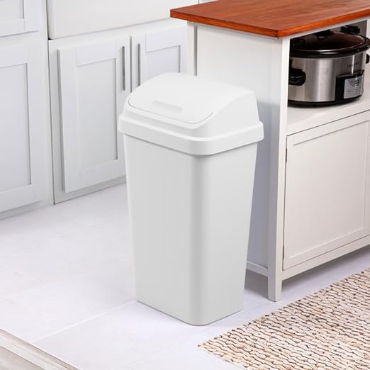 Sterilite 8-Pack Swing Top Wastebasket, Sleek Square Profile Trash Can - Image 5