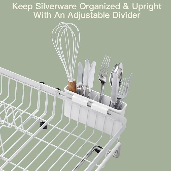 White Dish Drying Rack Over The Sink - Image 8