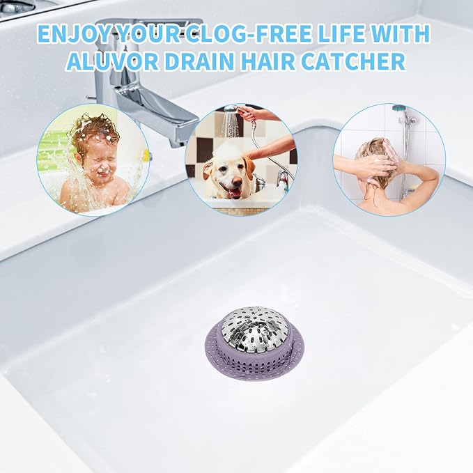 Aluvor Bathtub Drain Hair Catcher Shower Drain Cover Sink Drain Protector | - Image 6