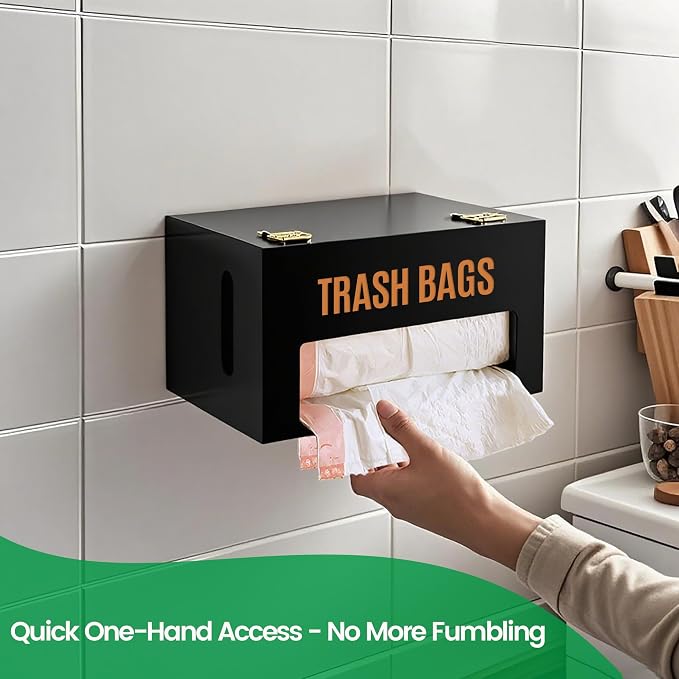 Large Black Bamboo Trash Bag Holder - Image 6