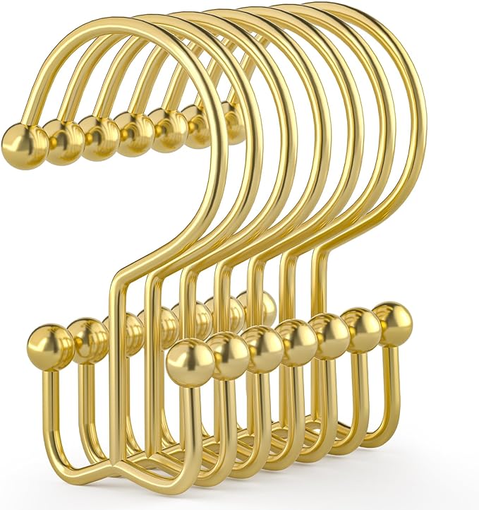 24 Pcs Shower Curtain Hooks, Goowin Shower Curtain Rings, Durable Gold Shower by Goowin