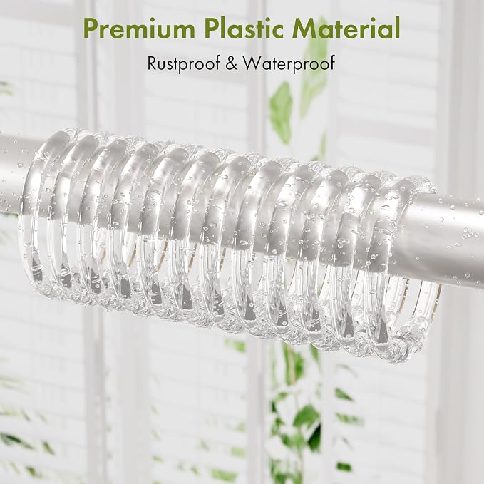 Amazer Plastic Shower Curtain Rings, O Shape Clear Shower Curtain Hooks Rings - Image 3