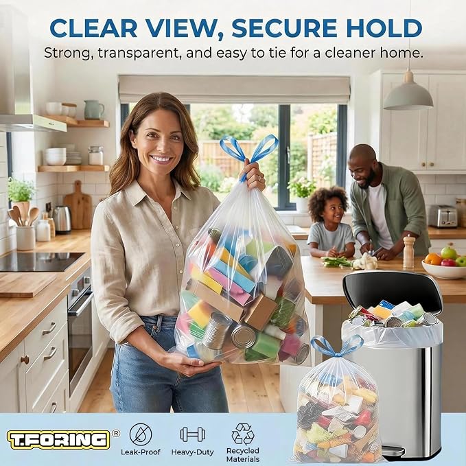 21 Gallon Tall Kitchen Trash Bags Drawstring, 1.7 Mil, Heavy Duty, Strong - Image 7