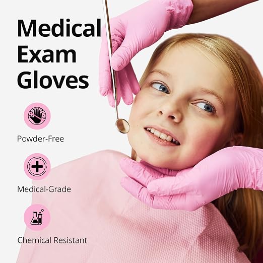 SwiftGrip Pink Nitrile Gloves, Industrial Gloves Disposable Latex Free - Image 2