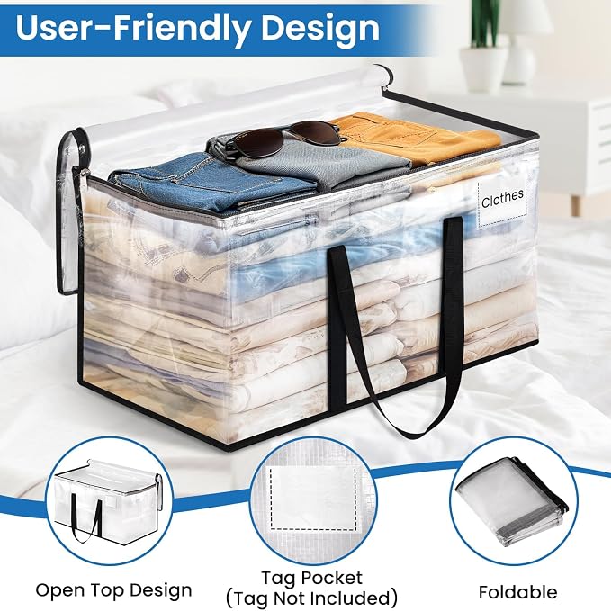 RoomHacks Moving Bags, Heavy Duty Large Storage Bags, 4 Pack, Foldable Storage - Image 3
