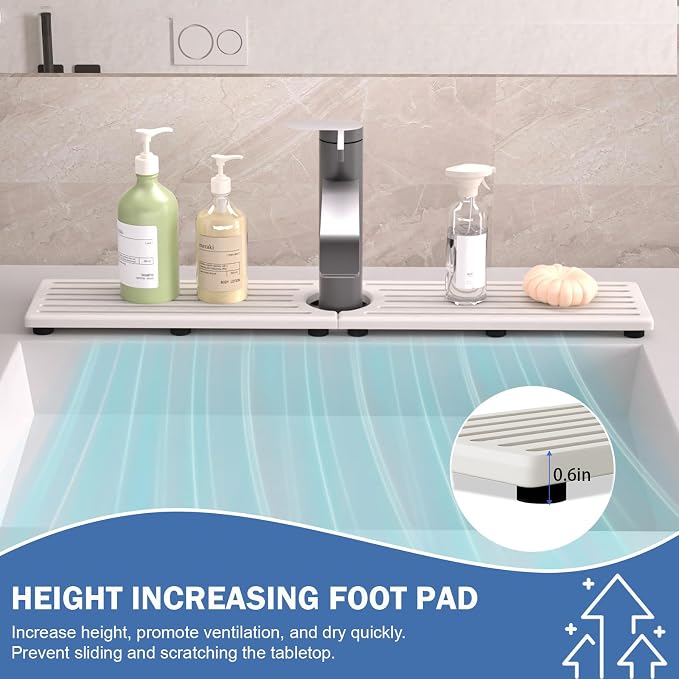 Fast Drying Kitchen Sink Splash Guard, Durable Stone Kitchen Faucet Mat - Image 9