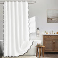 MIULEE White Extra Long Scalloped Linen Shower Curtain 72x80 Inches by MIULEE
