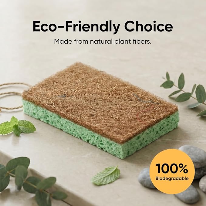 Kitchen Sponges for Washing Dishes, Non-Scratch Cellulose Dish Scrub Sponges - Image 5