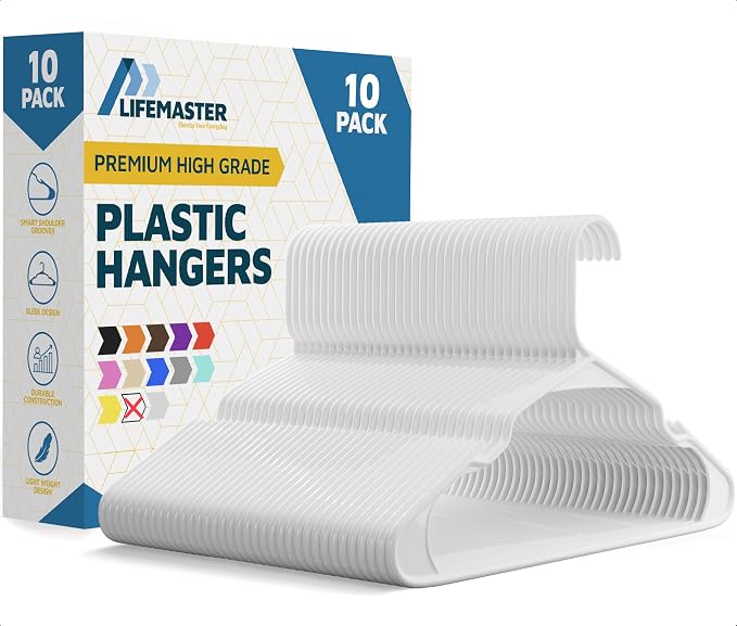 Lifemaster Plastic Clothes Hangers – Heavy Duty Hanger Set, by LIFEMASTER