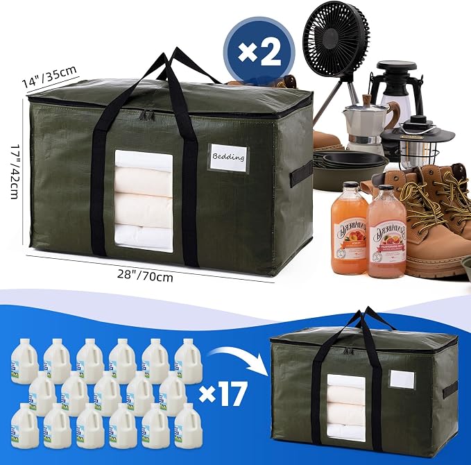 TAILI 2 Pack Green Extra Large Moving Bags, Storage Bag - Image 2