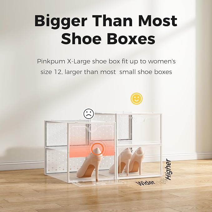 Pinkpum 15 Pack X-Large Shoe Storage Boxes, Shoe Organizer Clear Stackable - Image 3