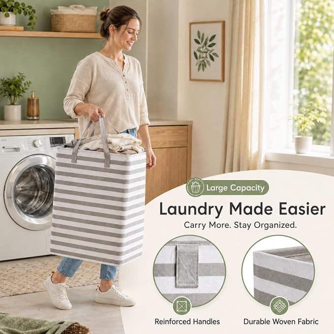 2 Pack Large Laundry Baskets, Laundry Hampers, Freestanding Waterproof - Image 4