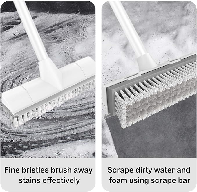 BOOMJOY Floor Scrub Brush with Long Handle, 2 in 1 Scrape and Brush, Stiff - Image 3