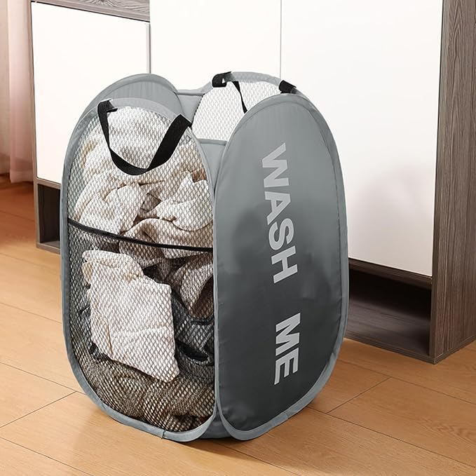 Pack of 2 Mesh Pop Up Hampers Collapsible Laundry Baskets - Image 7
