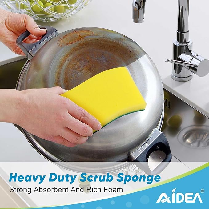 AIDEA Sponges Kitchen, 24-PK XL Heavy Duty Dish Sponges, Scrub Sponges | Dish - Image 6