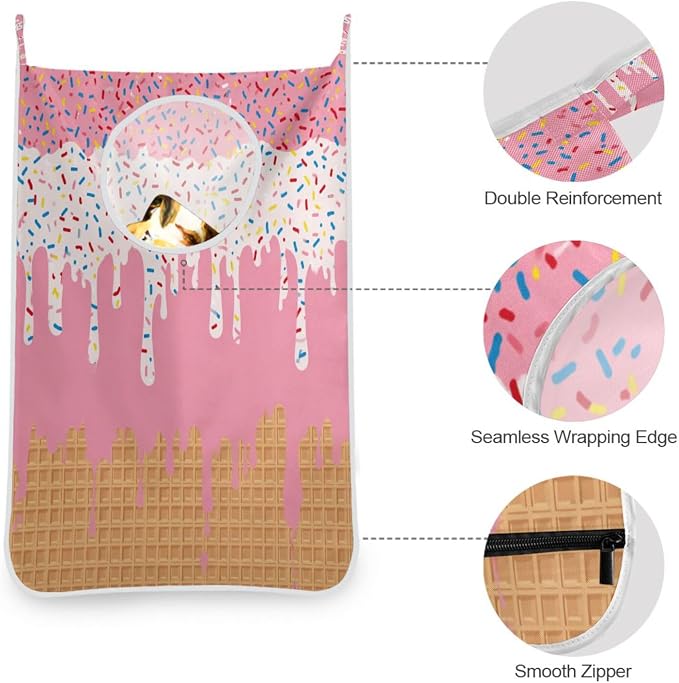 1PC Hanging Laundry Hamper Bag Over the Door Laundry Hamper Wall Hamper Large - Image 6