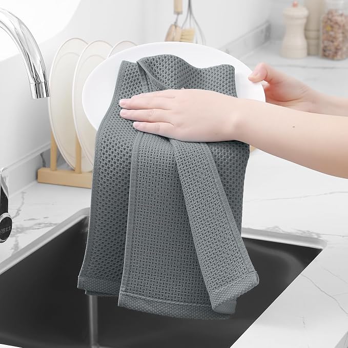 Homaxy 100% Cotton Waffle Weave Kitchen Dish Towels 6-Pack, Ultra Soft - Image 4