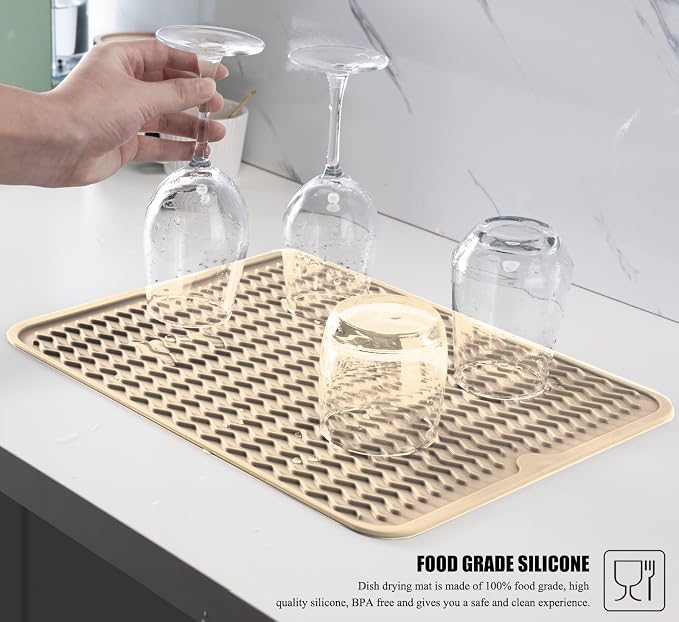 Silicone Dish Drying Mat, Non-Slip Easy Clean Sink Mat, Large Heat-resistant - Image 3
