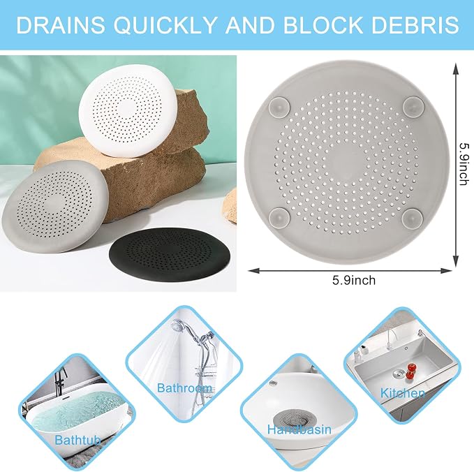 6-Pack Drain Hair Catcher Durable Silicone Hair Stopper Shower Drain Covers - Image 2