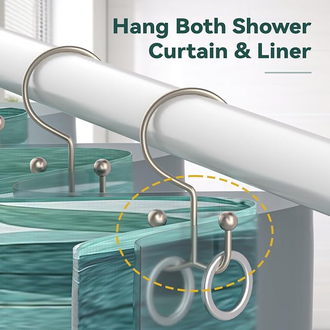 24 Pcs Shower Curtain Hooks, Goowin Shower Curtain Rings, Durable Shower - Image 6