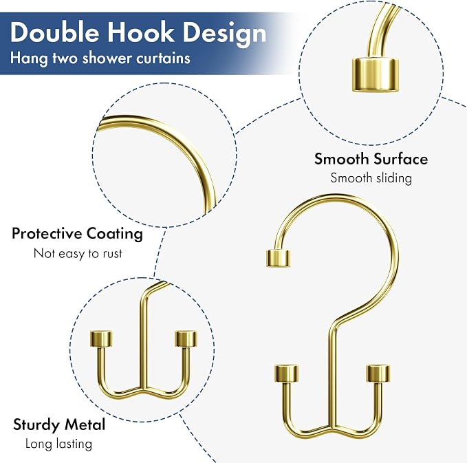 Bathway Shower Curtain Hooks Gold Shower Curtain Rings - Image 3