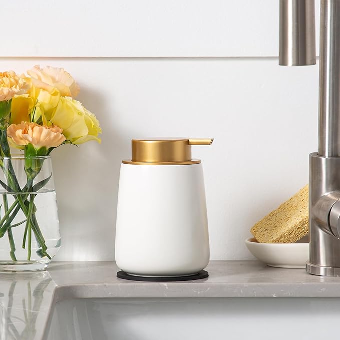 Enra White Ceramic Soap Dispenser, Lotion Dispenser - Image 6