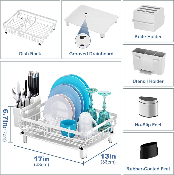 MOUKABAL Dish Drying Rack with Drainboard - Image 4