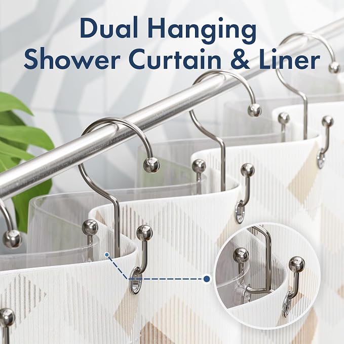 Bathway Shower Curtain Hooks Nickel Shower Curtain Rings, Metal Shower Hooks - Image 3