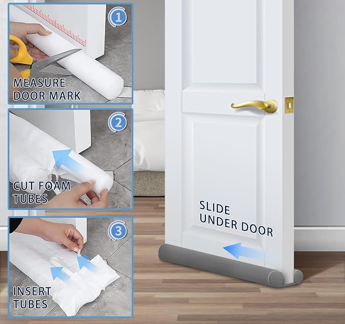MAXTID Large Door Draft Blocker 32" Grey Bottom Door Draft Stoppers | Weather - Image 7