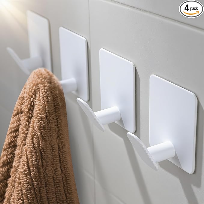 Adhesive Towel Hooks, SUS 304 Steel No Drill Shower Hooks by DELITON