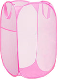 Portable Mesh Pop Up Laundry Hamper Reinforced Pink Vertical Collapsible by Aplter