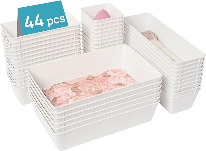 Vtopmart 44 PCS Plastic Drawer Organizer Set, Vanity Organizer Trays, Non-Slip by Vtopmart
