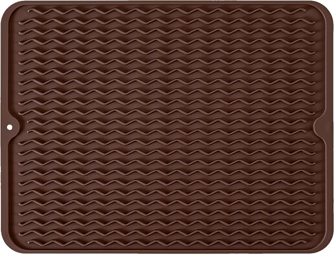Silicone Dish Drying Mat, Non-Slip Easy Clean Sink Mat, Large Heat-resistant by MODENGKONGJIAN