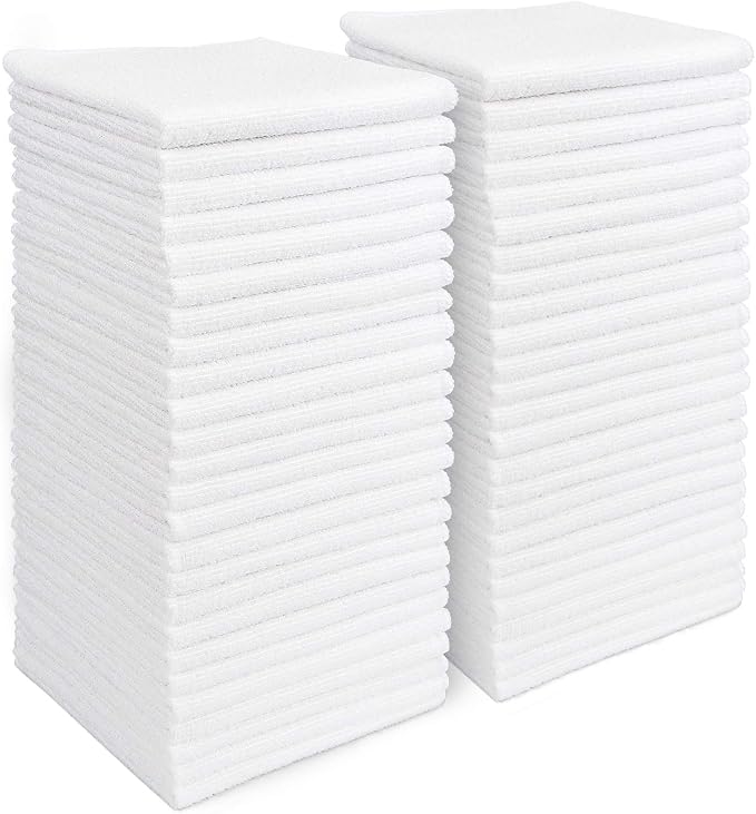 AIDEA White Microfiber Cleaning Cloth 50PK, Absorbent Cleaning Rags 12"x12" | by AIDEAHOME
