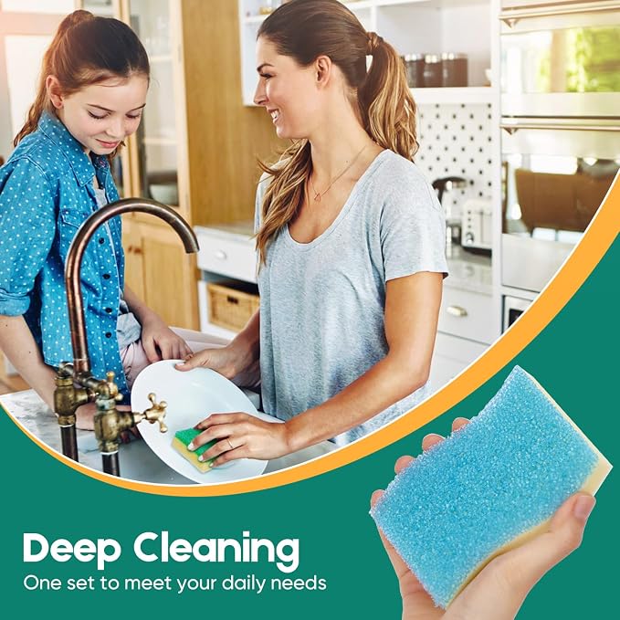 LAUNDRYLUX Scrub Sponge, 8 Pack Dual-Sided Temperature-Responsive Scrubber | - Image 6