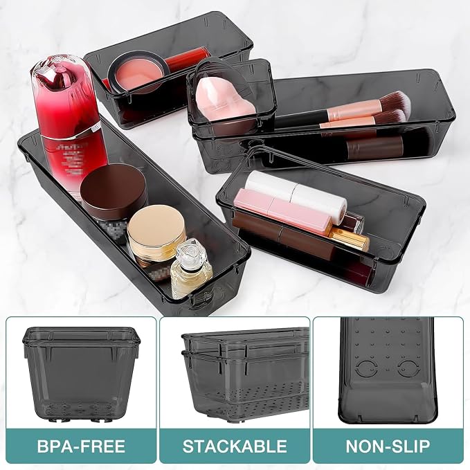 10 PCS Drawer Organizer Set, 5 Size Bathroom and kitchen organizer Trays | - Image 3