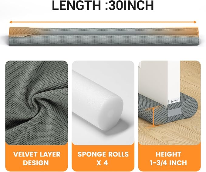 fowong Door Draft Stopper 30", Adjustable Draft Guard - Image 5