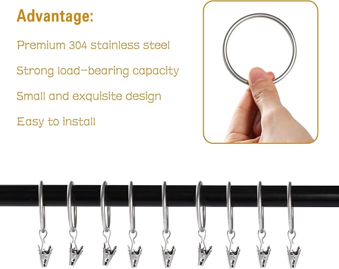 Lansian 20 Pack Curtain Rings - Image 4