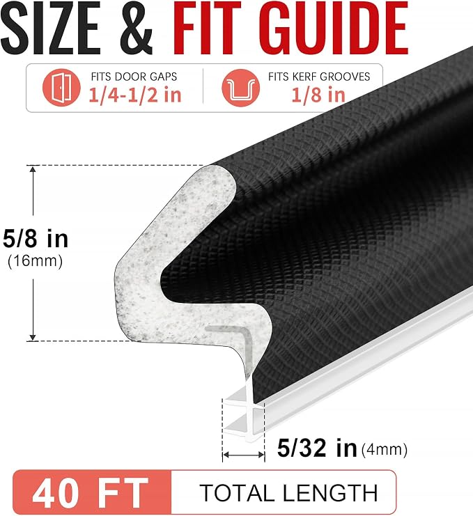 Litaibai 40 ft Kerf Weather Stripping Door Seal - Image 4