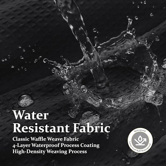 Dynamene Long Waffle Shower Curtain 256 GSM Heavy Fabric 72x80 Black - Image 8