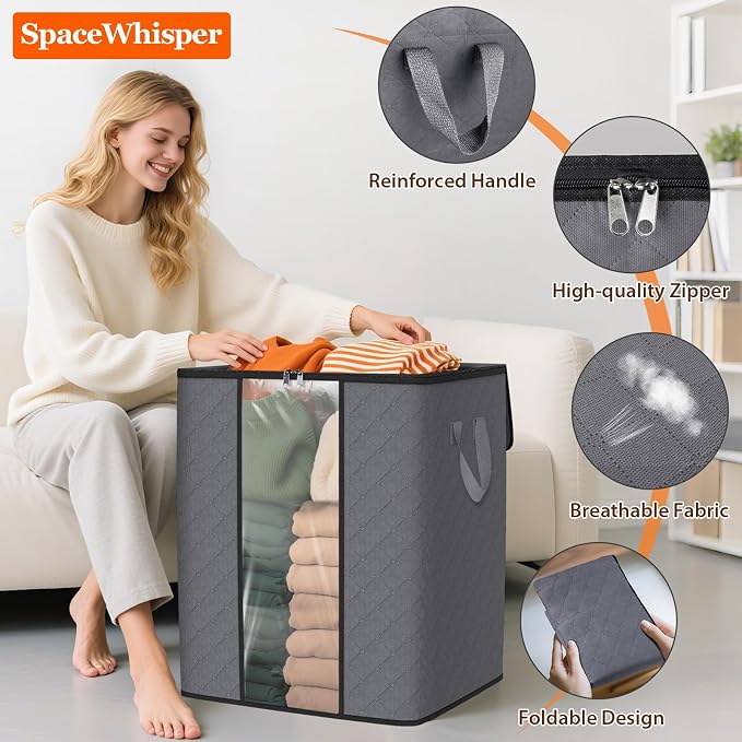 SpaceWhisper 8 Pack 100L Clothes Storage, Foldable Storage Bags, - Image 3